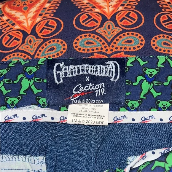 Premium Navy Cargo Shorts for Men Grateful Dead Section 119 - Picture 3 of 4
